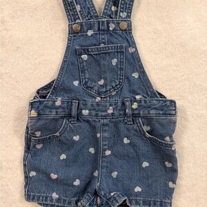 The Children's Place Blue Denim Heart Print Overalls